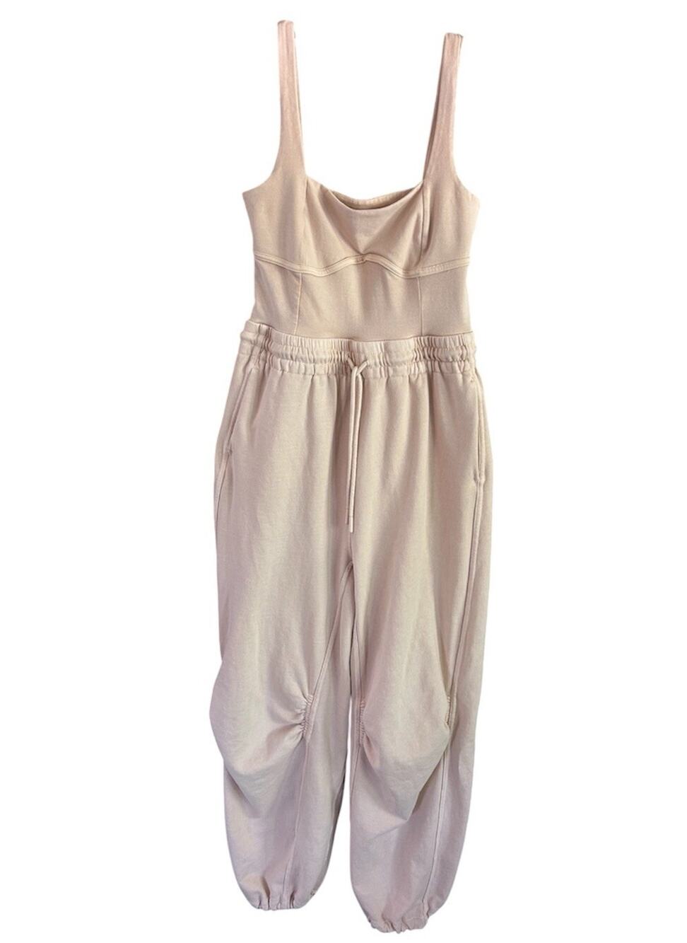 Free People FP Movement Inbound Jumpsuit XS Pink Barrel Leg Athleisure